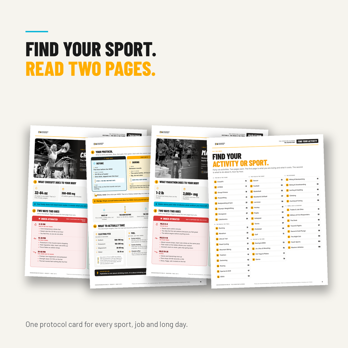 Find your sport, read two pages — sample pages from the Playbook