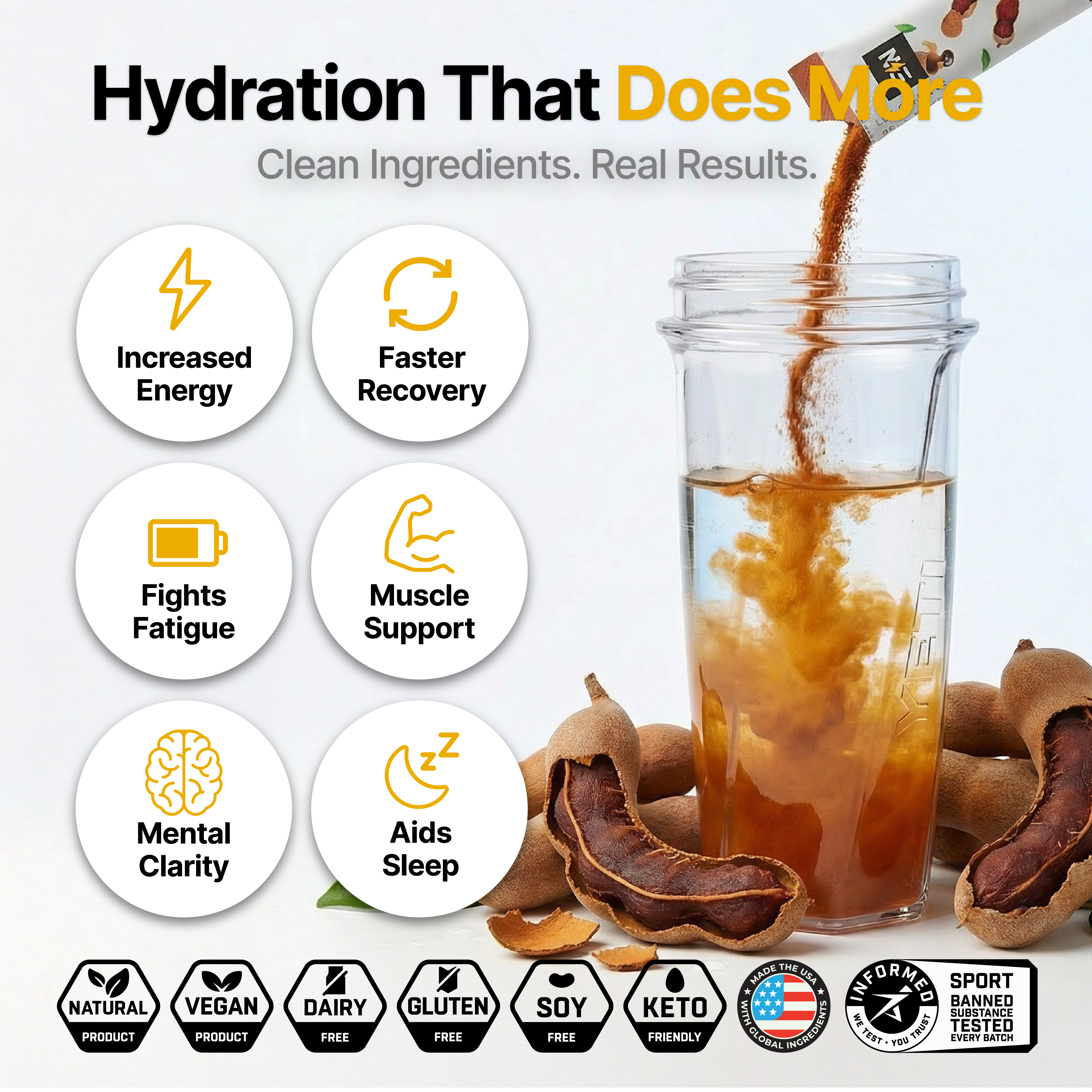 EN Hydration Drink Mix Tamarind – Nutrition facts, Golden Ratio electrolyte formula #Flavor_Sample Pack