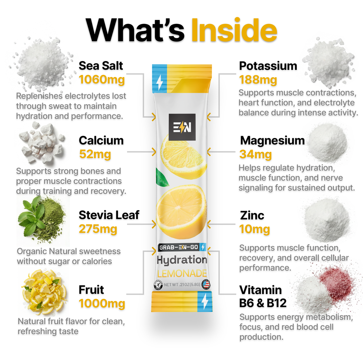 EN Hydration Drink Mix Lemonade โ Ingredients, natural flavors, no artificial colors #Flavor_Lemonade