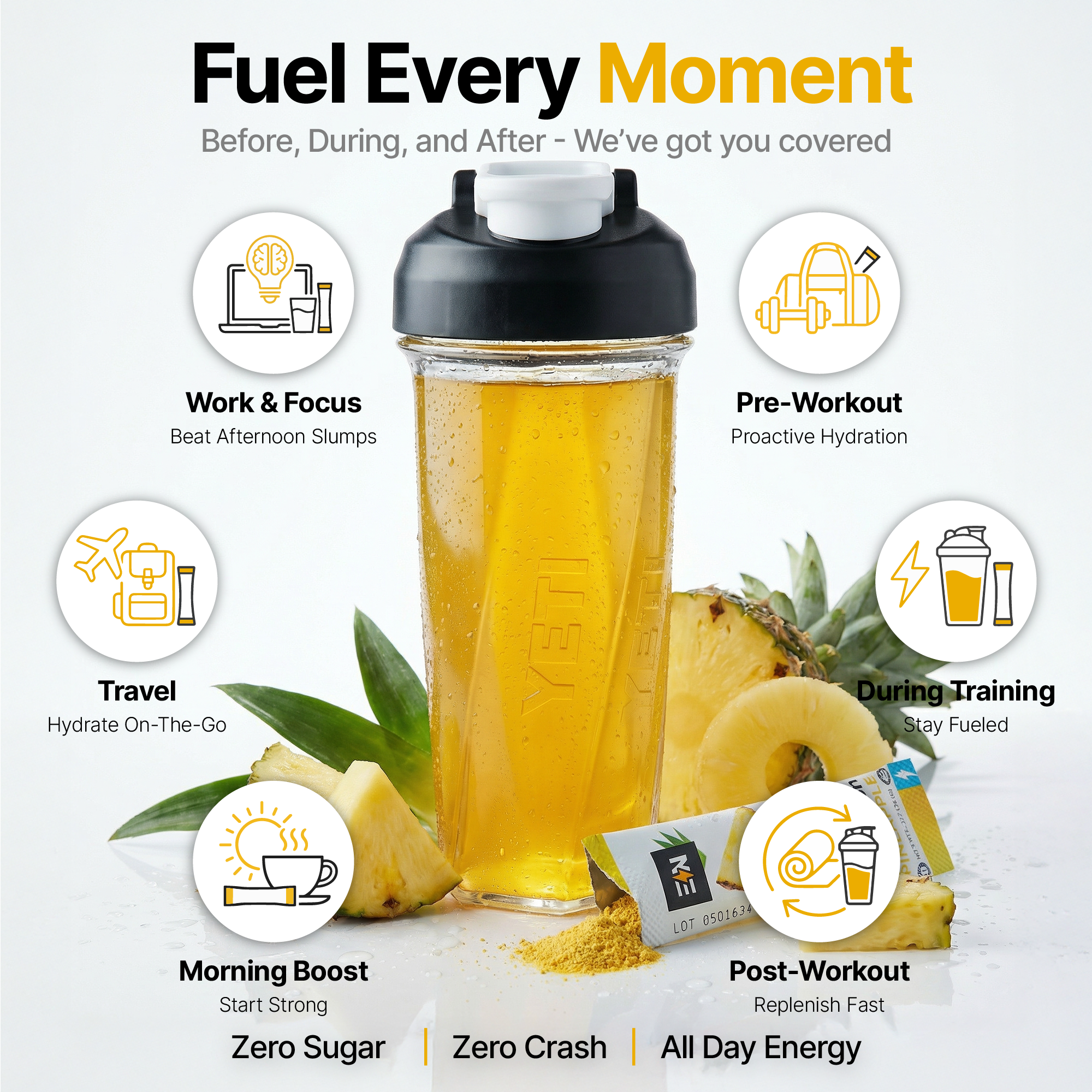 EN Hydration Drink Mix Pineapple – Electrolyte profile, no sugar #Flavor_Pineapple