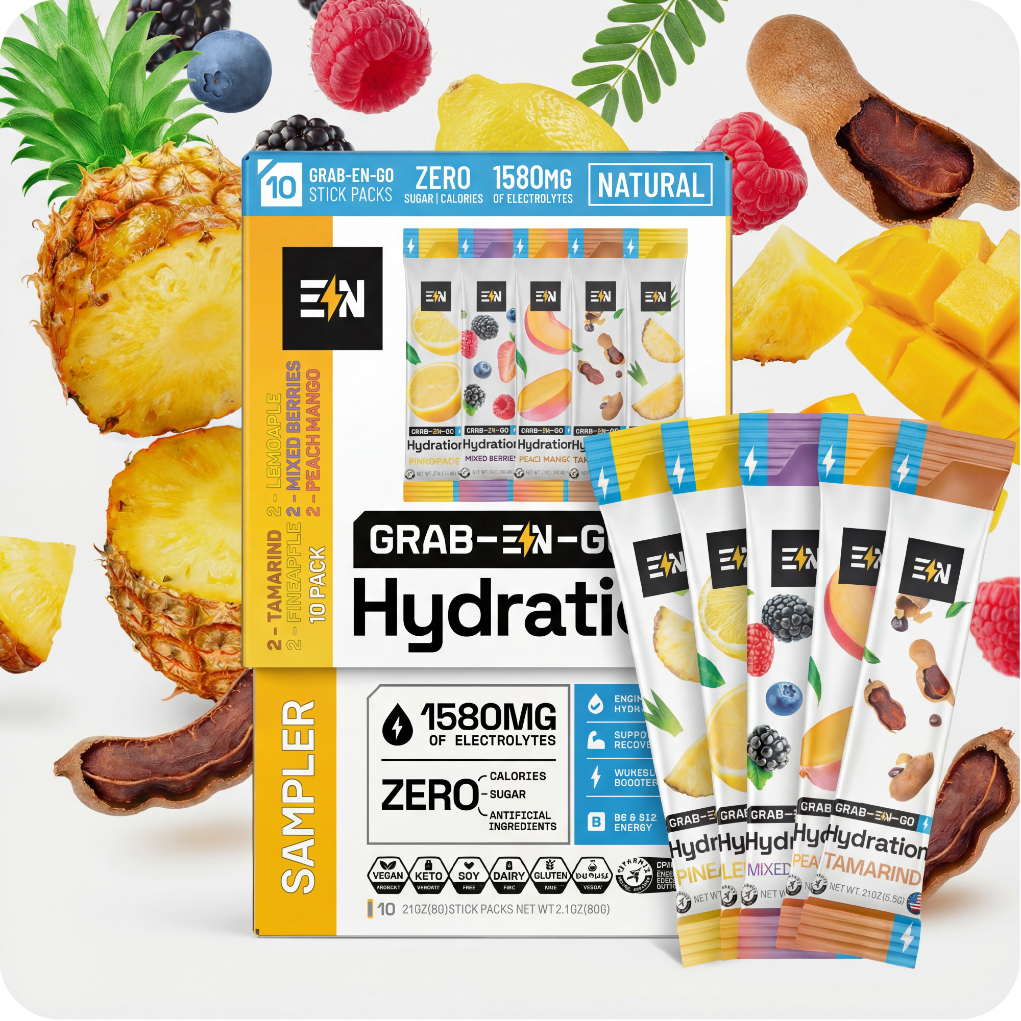 EN Hydration Drink Mix Variety Pack – Premium electrolyte stick packs, $1.24/serving #Flavor_Sample Pack