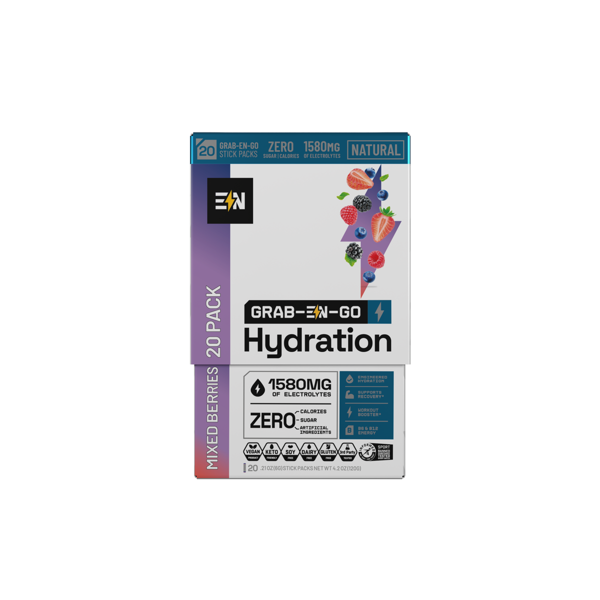 EN Hydration Drink Mix Mixed Berries – 20-stick Grab-EN-Go display box #Packaging_Display Box Only