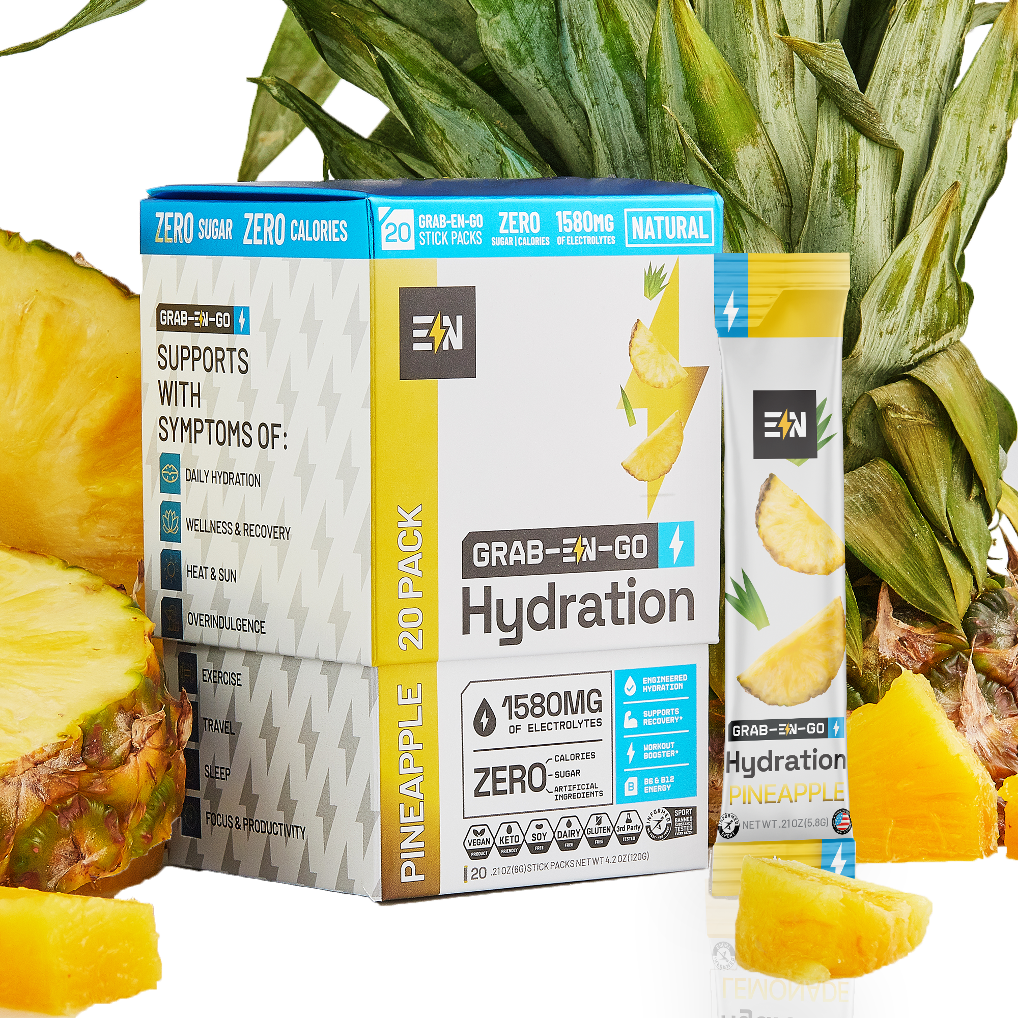 EN Hydration Drink Mix Pineapple 20-Stick Box – Golden Ratio formula #Flavor_Pineapple