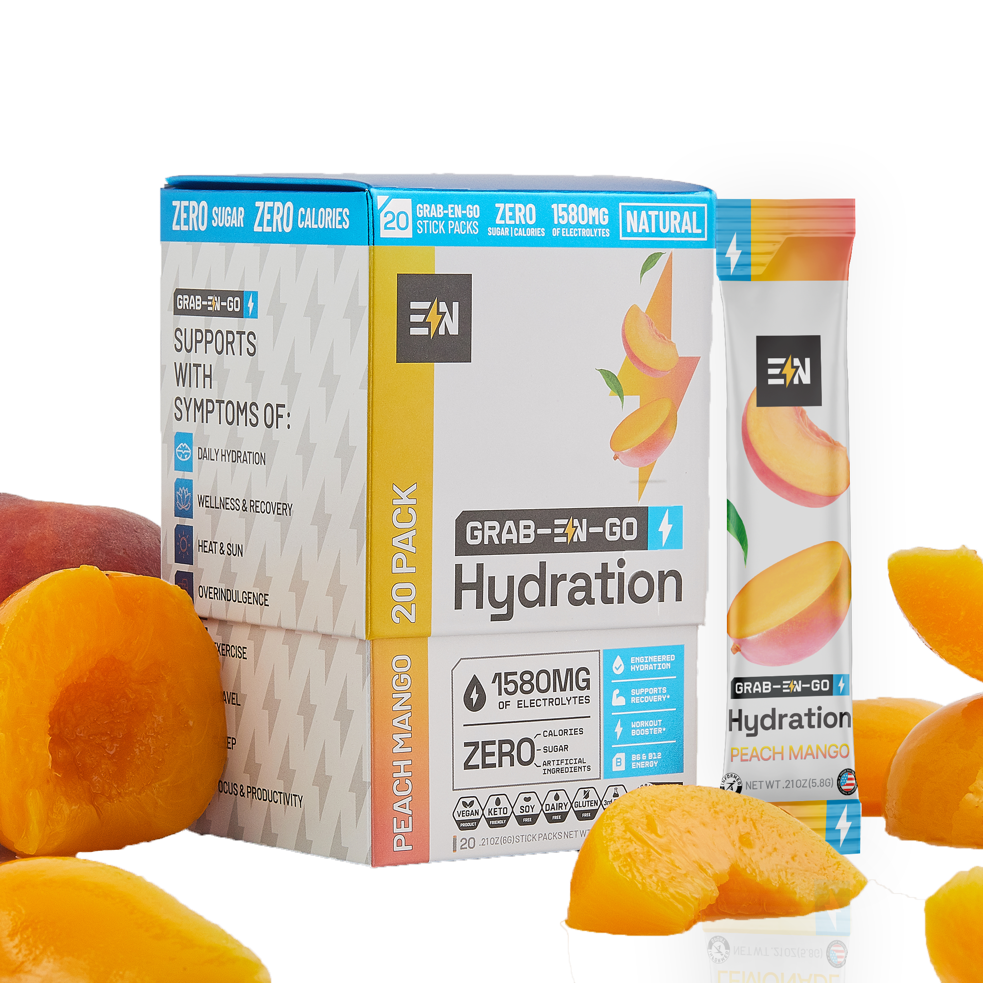 EN Hydration Drink Mix Peach Mango 20-Stick Box – Informed Sport certified #Flavor_Peach Mango