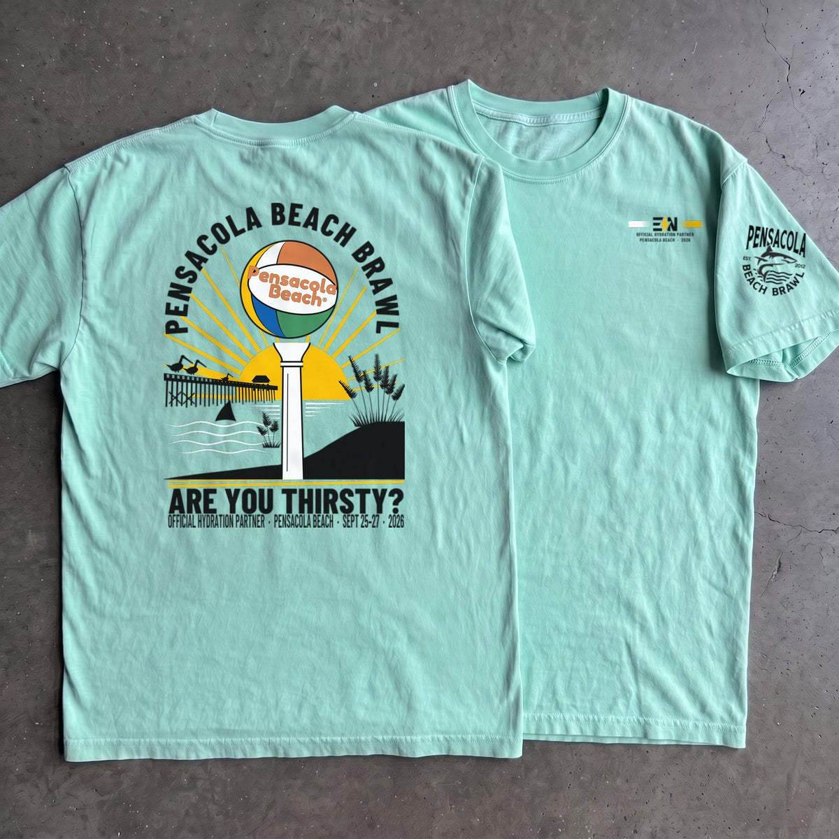 Pensacola Beach Brawl 2026 tee, front and back