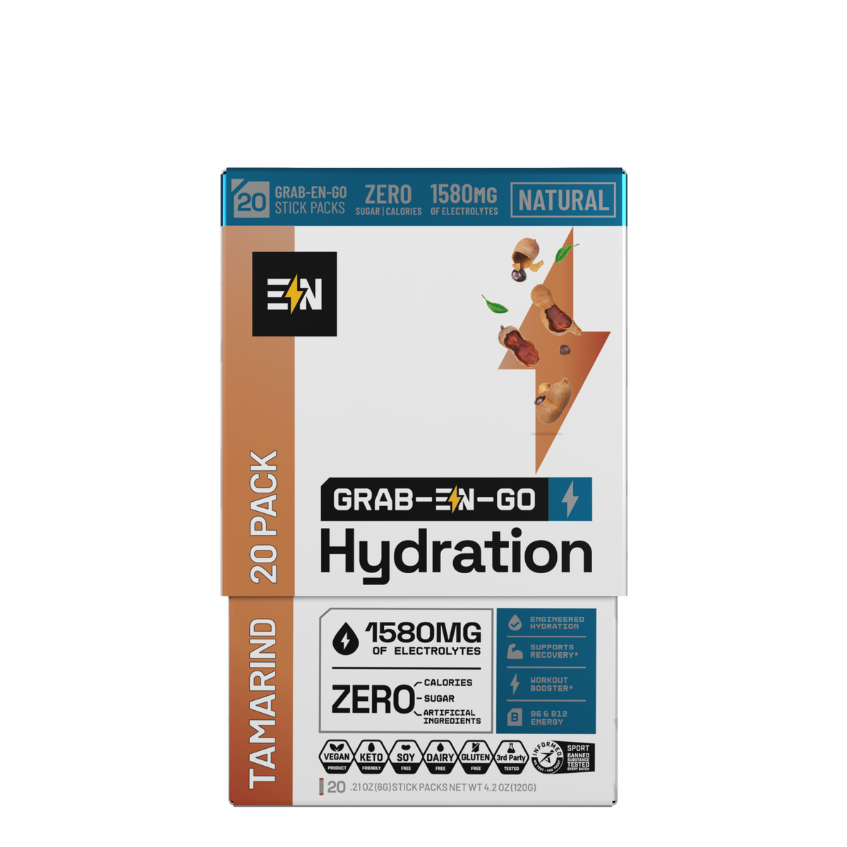 EN Hydration Drink Mix Tamarind – 20-stick Grab-EN-Go display box #Packaging_Display Box Only